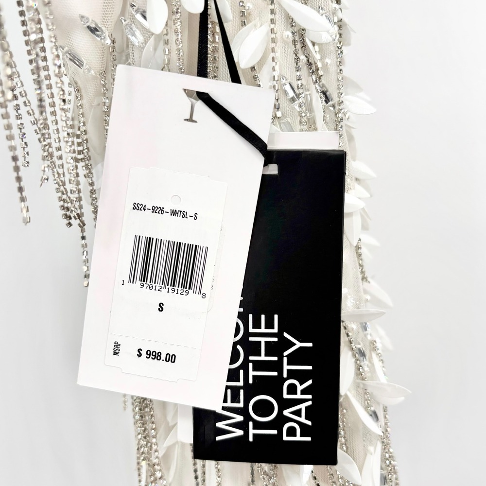 NWT Retrofête Haven Embellished Mini Dress in White $998 - Size Small - Picture 15 of 16